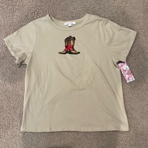 DOUBLE DOT Cowboy Boots Western Style Women's Graphic Tee